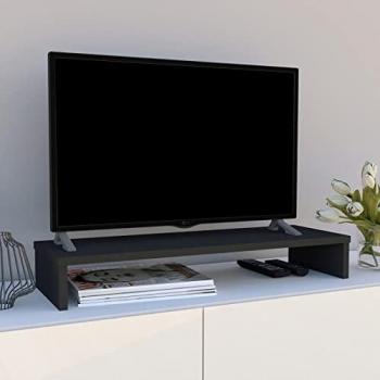 Soporte Elevador de Monitor y TV de Madera FSC® Henor - 82x26.5x12 cm, Soporta hasta 50 Kg, Color Grafito