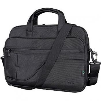 Trust Sydney Bolsa Reciclada para Portátiles de hasta 17,3, Correa Ajustable para Hombro y Bolsillos para Accesorios, Bandolera para Viajes, Negocios, Trabajo, Universidad - Negro