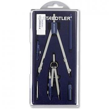 Staedtler Mars Basic 559 C07. Compás de precisión básico. Estuche con un compás, bigotera, tubo de minas y tiralíneas.
