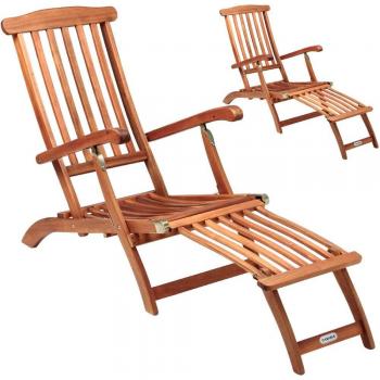 Set de Tumbonas Queen Mary 2 Piezas de Madera de Acacia, Plegables, Respaldo Ajustable, Soporta 160kg