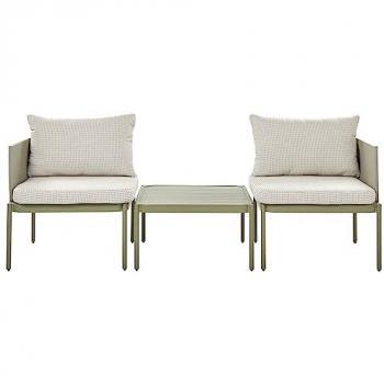 Conjunto Sofá Jardín Convertible Verde Aluminio 2 Plazas con Cojines y Mesa