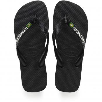 Havaianas Brasil Logo Unisex Flip Flops - Black