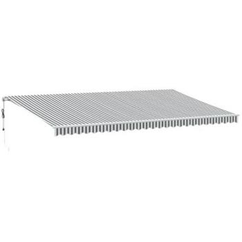 Toldo retráctil automático luces LED antracita blanco 600x300cm
