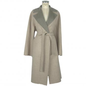 Beige Wool Jacket & Coat - Made in Italy, Size IT44