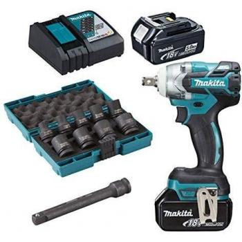 Makita DTW285RTJX Taladro Atornillador Inalámbrico de 18V con Velocidad Variable y Batería Recargable