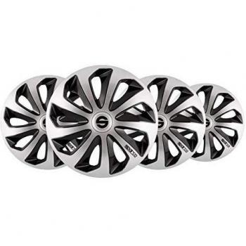 Sparco SPC1473SVBK Tapacubos Sicilia, Plata/Negro, 14 Pulgadas, Set de 4