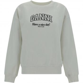 Ganni Logo Sweatshirt for Women, Beige, Size L/XL