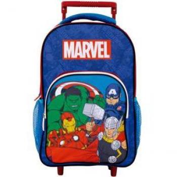 Maleta con ruedas Los Vengadores Marvel Mochila Trolley Infantil Avengers de 38cm x 24cm x 15cm Material Escolar para Niños de 3 a 5 años con 1 Compartimiento y Bolsillo Frontal