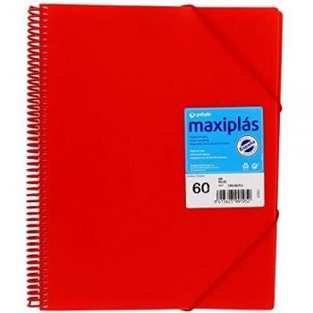 Grafoplás 39836051－Carpeta espiral con 60 fundas A4 con sobre, color rojo