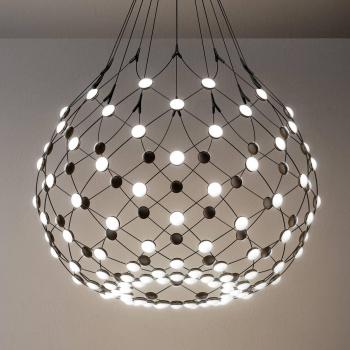 Lámpara colgante LED Luceplan Mesh Ø 80 cm con suspensión de 1 m