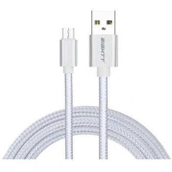 EIGHTT CABLE USB A MICRO USB 1M TRENZADO NYLON PLATA