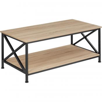Tectake - Mesa de Café Estilo Industrial Minimalista de Madera y Acero, 100x55x45,5cm - mesita de café, mesa de centro, mueble de salón