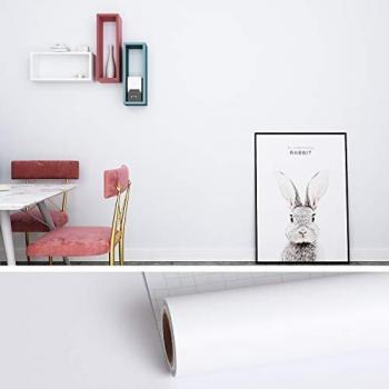 VEELIKE Papel Pintado Pared Rollo Papel Pared Impermeable Blanco Mate Vinilo Papel de Pared Adhesivo Para Muebles Para Dormitorio Sala Encimera Cocina Papel Autoadhesivo Pared Papel Tapiz 40cm x 300cm