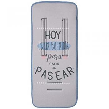 Colchoneta Universal Transpirable para Carro de Paseo Gamberritos 35x80cm con Mensaje, Color Gris