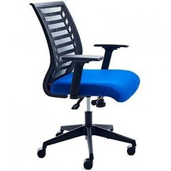 Rocada | Silla de Oficina Tapizada con Espuma Inyectada, Muy Cómoda | Silla de Escritorio Ergonómica y Regulable, Azul