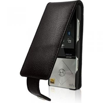 igadgitz U3521 Funda de Cuero Genuina y Protector de Pantalla Compatible con Sony Walkman NWZ-A15, NWZ-A17, NW-A25, NW-A27 - Negro