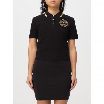 Versace Jeans Couture Women's Black Polo Shirt with Embroidered Logo - Size XXS