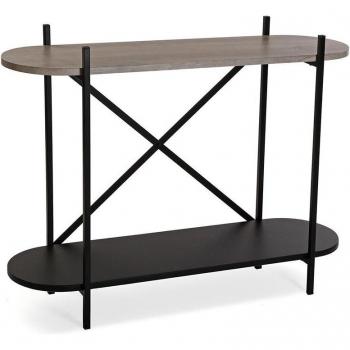 Mesa de entrada Versa Madison en color roble con estante inferior, ideal para la entrada o el pasillo