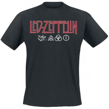 Led Zeppelin Logo & Símbolos Camiseta Negro XL