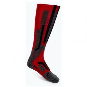 Uyn Calcetines Largos Ski Merino Rojo - Calcetines largos para esquí, fabricados con lana merina, color rojo, diseño ergonómico, transpirables y de secado rápido, acolchado en zonas específicas