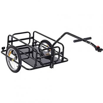 Remolque Plegable para Bicicleta HOMCOM con 2 Ruedas y Reflectores, Carga Máxima 40 kg, Dimensiones 155x71,5x77 cm, Color Negro