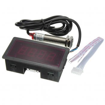 Tacometro - TOOGOO(R)LED 4 Digital Tacometro Medidor velocidad RPM Rojo + NPN Sensor interruptor de proximidad de salon