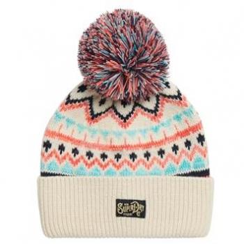 Superdry Patterned Knit Beanie Cream/Orange/Blue One Size