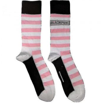 Calcetines de tobillo unisex BlackPink con logotipo de rayas en rosa, blanco y negro, tallas 7 UK-11 UK