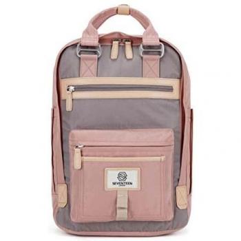 SEVENTEEN LONDON - Mochila 'Wimbledon' Moderna, Sencilla y Unisex con un Acabado Rosa y Gris en el Estilo de una Mochila escandinava, computadora portátil de hasta 13