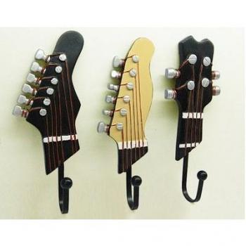 atat-1 Pack de 3 ganchos toalla perchero de pared Perchas), diseño de guitarra vintage resina ganchos 3-Hook