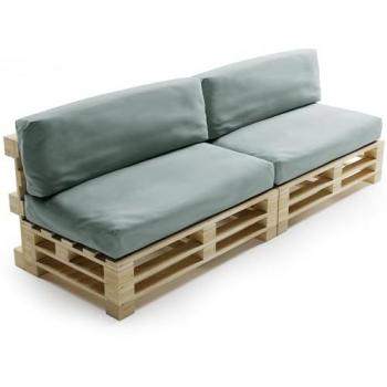 Cojines desenfundables impermeables para palets Bananair lote x2 de poliéster gris claro 120x80cm y 120x40cm