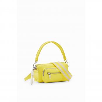 Desigual Yellow Polyethylene Handbag, Shoulder Bag, Removable Strap, Female, Size: ONE SIZE