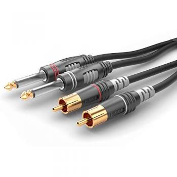 Cable de audio Sommer HBA-62C2 - 1.50 m, 2x Jack 6.3 mm (mono) a 2x RCA, Negro