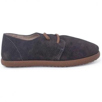 Zapatos de cordones de niño de piel serraje con suela caramelo