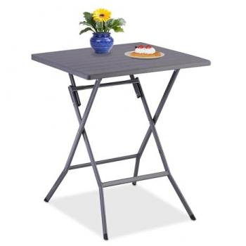 Mesa de Jardín Plegable Multifuncional, 73 x 62 x 62 cm, para Exteriores y Camping, Gris, Acero y Plástico