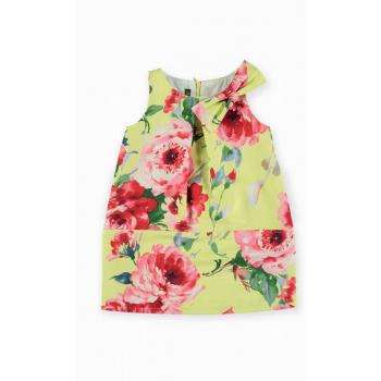 Vestido recto con estampado floral y lazo decorativo