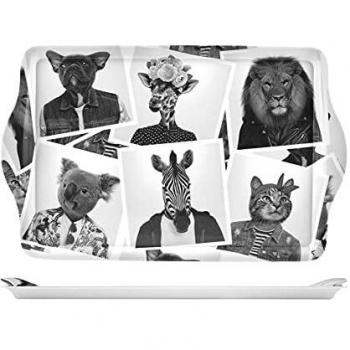 H&h animals vassoio bianco e nero, melamina, 46.5x29.5cm