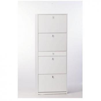 Zapatero con cuatro puertas y un cajón en Fresno Blanco 63x29x164 cm