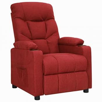 Sillón reclinable de tela rojo tinto Vidaxl