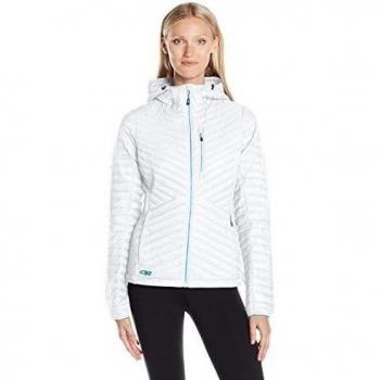 Outdoor Research Chaqueta de plumas Women 's verismo - Chaqueta con capucha, otoño/invierno, mujer, color blanco, tamaño L