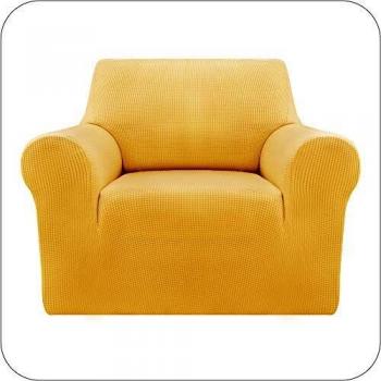 UMI. by Amazon Funda Sofa Suave Elastica de Color Liso 1 Plaza Amarillo