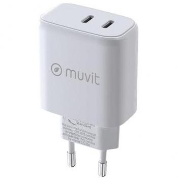 Cargador de Pared Muvit For Change 1 Tipo C PD 45W + 1 Tipo C PD 20W Blanco
