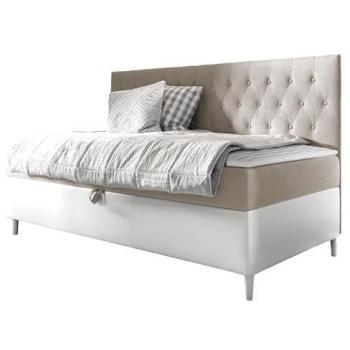 Cama Continental Baltimore 166, Individual, Cuero Ecológico, 80x200 cm, Somier con Cajón, Color Marrón Claro