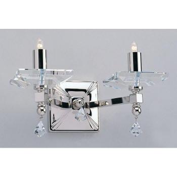 Aplique de pared Capri Níquel 2 bombillas 15cm con cristal óptico