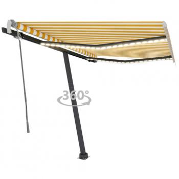 Toldo manual retráctil Día y Noche con LED amarillo y blanco 350x250 cm
