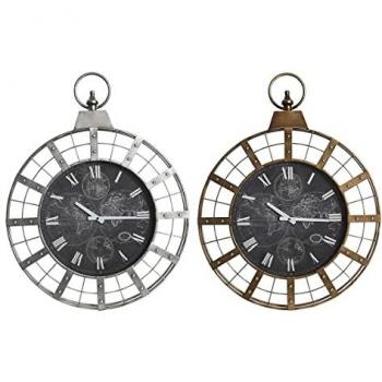 Reloj de Pared DKD Home Decor 60 x 6,5 x 78 cm Cristal Plateado Negro Dorado Hierro (2 Unidades)