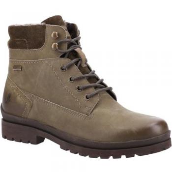 Hush Puppies Annay Women's Khaki Leather Mid Boots