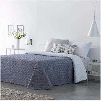 Colcha Reversible de Primavera-Verano Laredo Gris Algodón Poliéster Cama 105