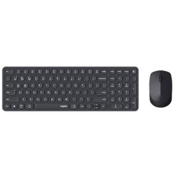Combo Teclado y Ratón Inalámbricos Ultrafinos Rapoo 9310m - Bluetooth y 2.4GHz, Mouse 2400 DPI, Autonomía hasta 12 Meses, Color Gris