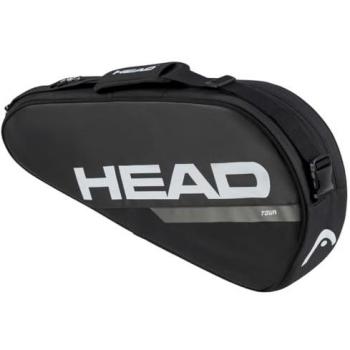 Raquetero Head Tour Negro con capacidad para varias raquetas, compartimento principal espacioso, bolsillo lateral para accesorios, diseño ergonómico y acolchado para mayor comodidad al transporte